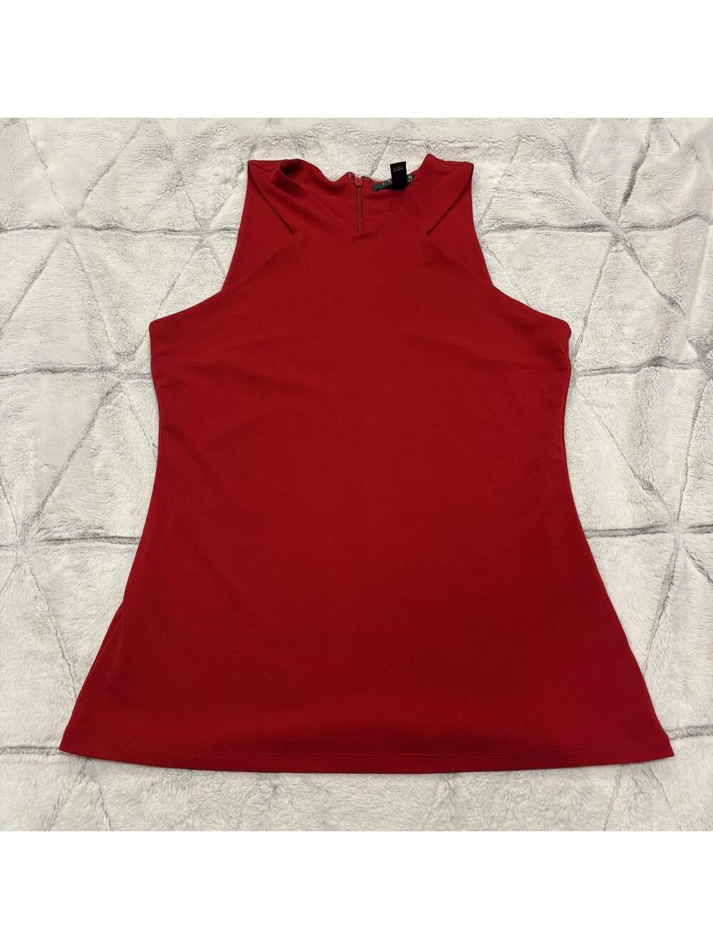 Lauren Ralph Lauren Classic Office Red Sleeveless Top Women Medium